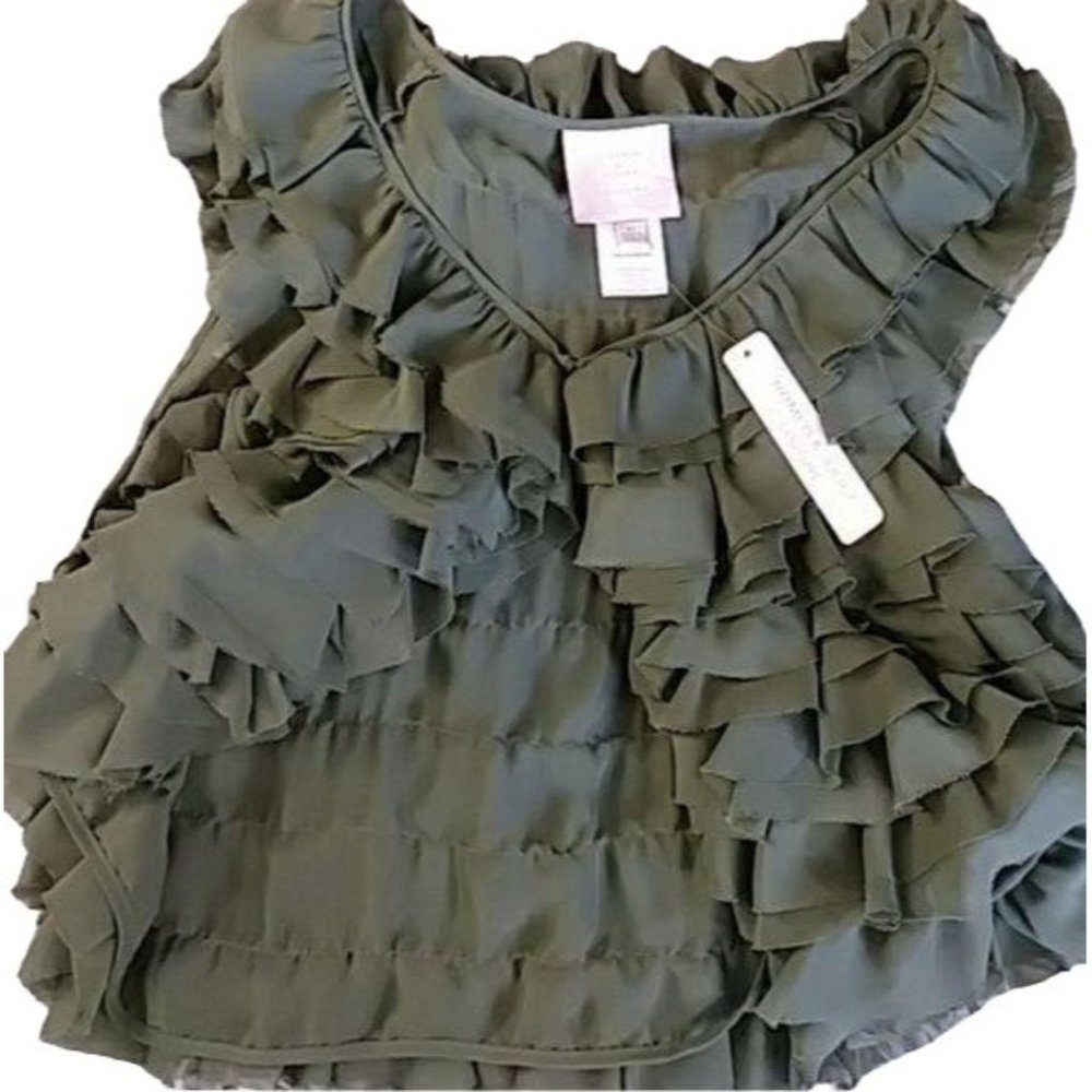 Romeo and Juliet Couture Vest Ruffled Green Womens Medium - Picture 4 of 4